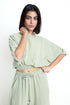 The Olive Seersucker Cropped Blouse
